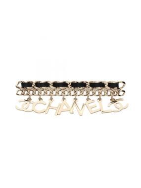 Chanel Logo Chain Brooch Pin Gold #271225C84B